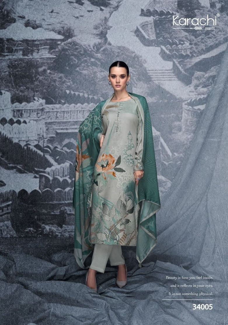 Kesar Zara 34006 - Pure Jam Silk Digital Print With Swarovski Work Suit