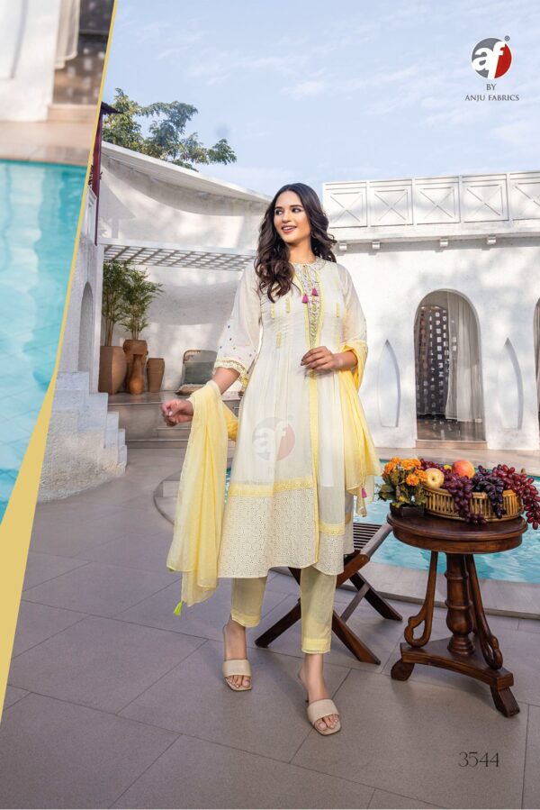 AF Insta Girl 3545 - Pure Mal Cotton Schiffli With Hand Work Stitched Suit