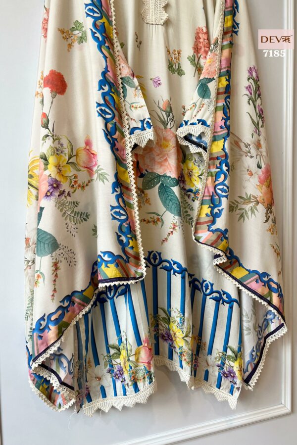Pure Muslin Designer Printed With Beautiful Laces & Highlighting Work Suit 