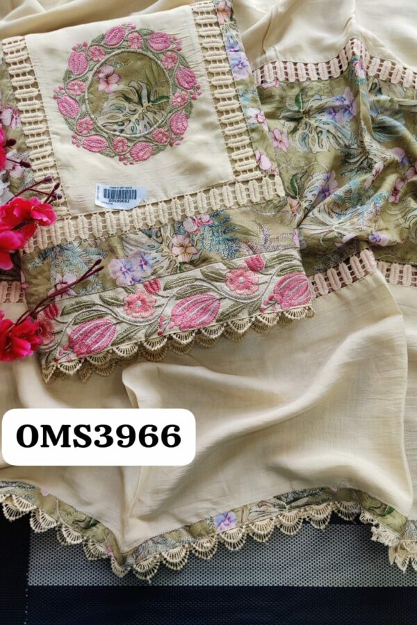 Beautiful Soft Muslin Embroidered Suit