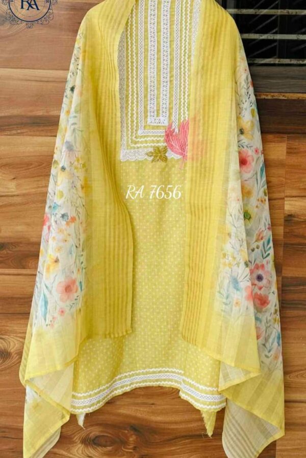 Pure Linen Cotton Designer With Beautiful Pattern Plus Crochet Embroidered Suit