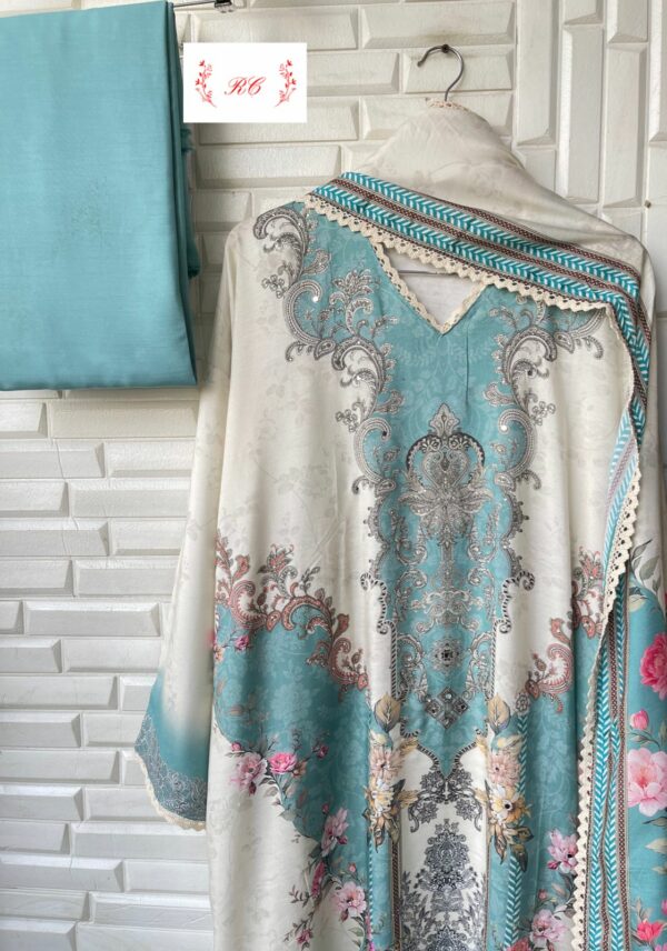 Muslin Pakistani Style With Mirror & Swarovski Embroidery Suit
