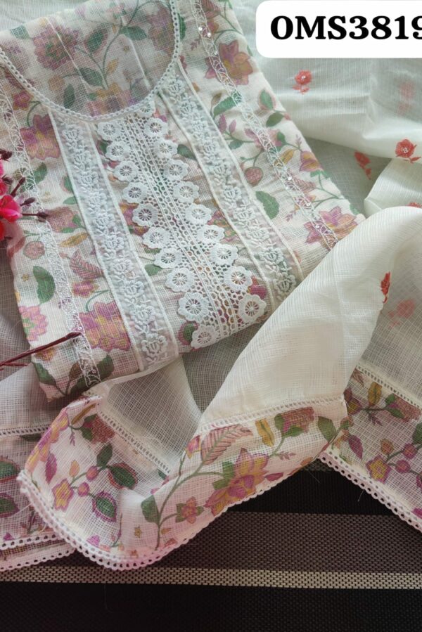 Beautiful kota Linen Floral Print With Lace Suit