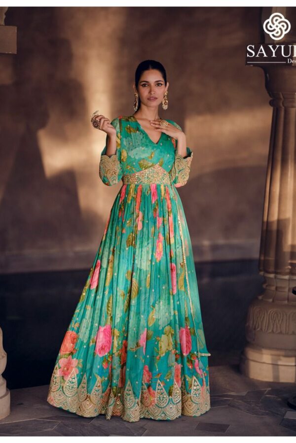 Sayuri Kesar 5474 - Real Georgette Embroidered Party Wear Dress