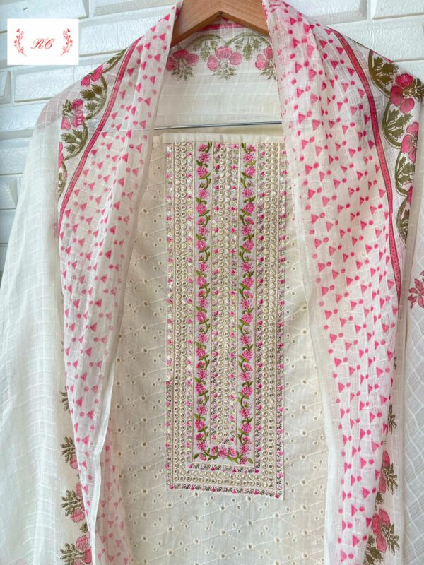 Chikan Cotton With Sequence & Resham Embroidery Suit