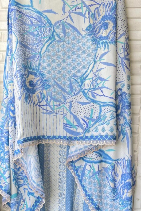 Pure Muslin Printed With Gotta, Resham & Sequence Embroidery Suit