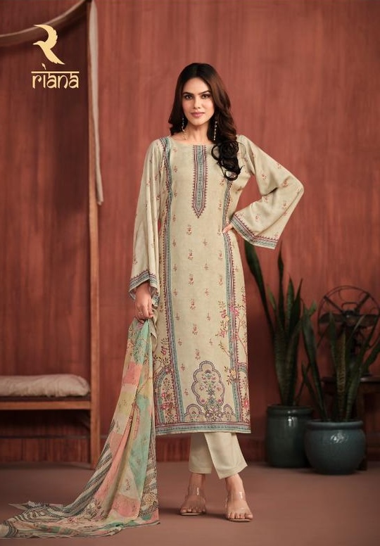 Riana Kaveri 76005 - Pure Viscous Muslin Digital Print With Hand Work Stitched Suit