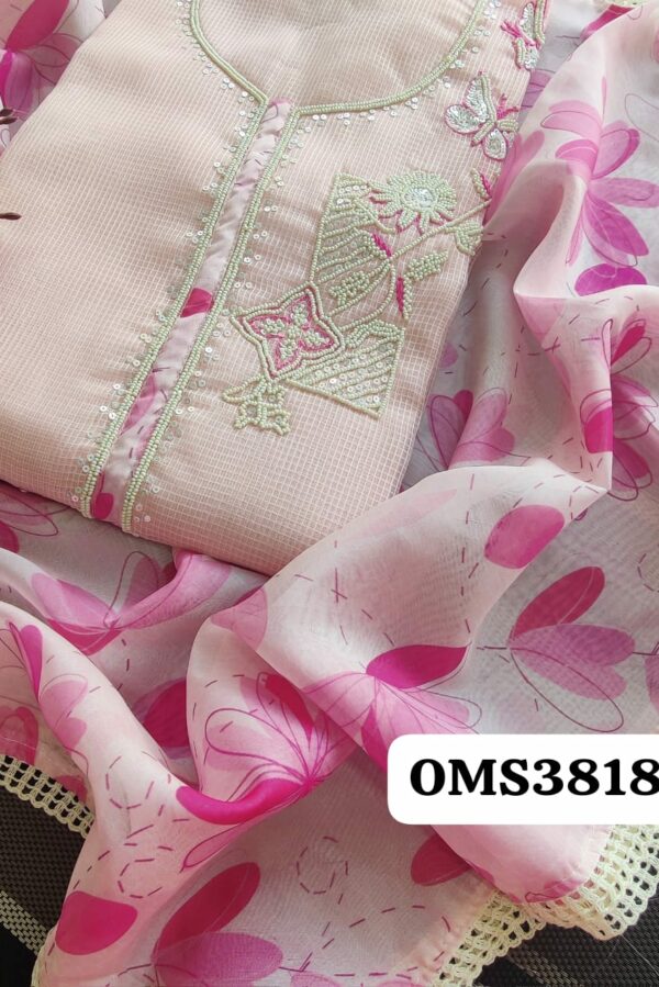 Beautiful Pure Kota Silk Pearl Embroidery Suit