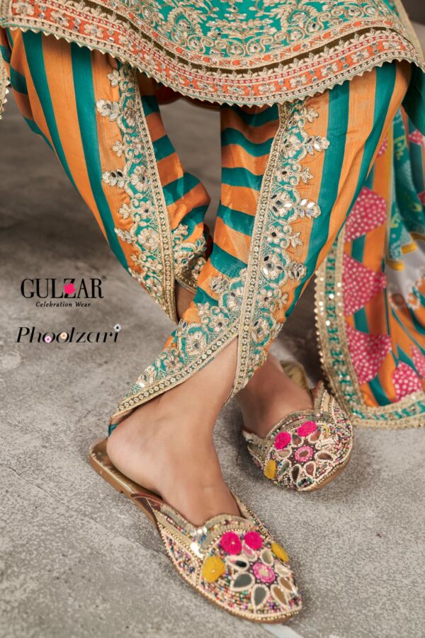 Gulzar Phoolzari - Premium Chinon With Handmade Mirror Work Embroidery Stitched Suit