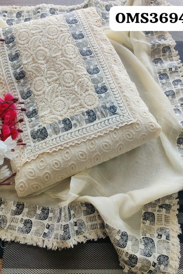 Beautiful Pure Cotton Chikan Embroidery Suit