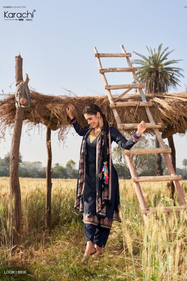 Kesar Pind Patiyala 8806 - Pure Lawn Cotton Digitally Printed With Elegant Aari Work Suit