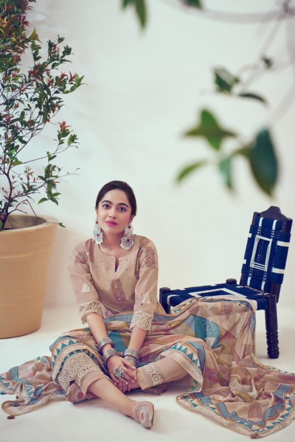 Jay Vijay Aangan 8887 - Pure Cotton Embroidere With Digital Print & Lace Work Suit