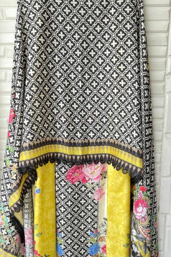 Muslin Printed With Crochet Lace, Mirror & Swarovski Highlighting Suit