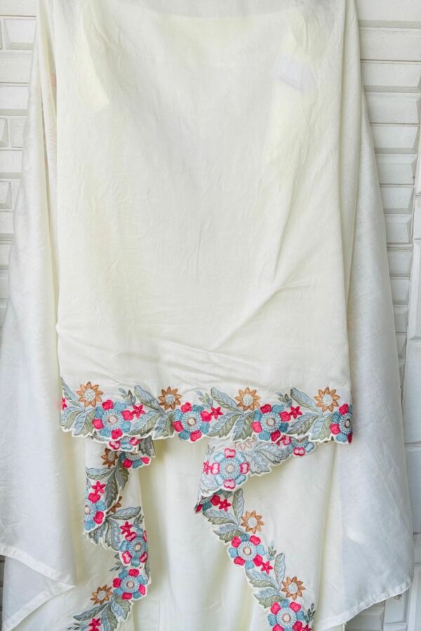 Fine Soft Cotton With Zari, Swarovski & Resham Embroidery Suit