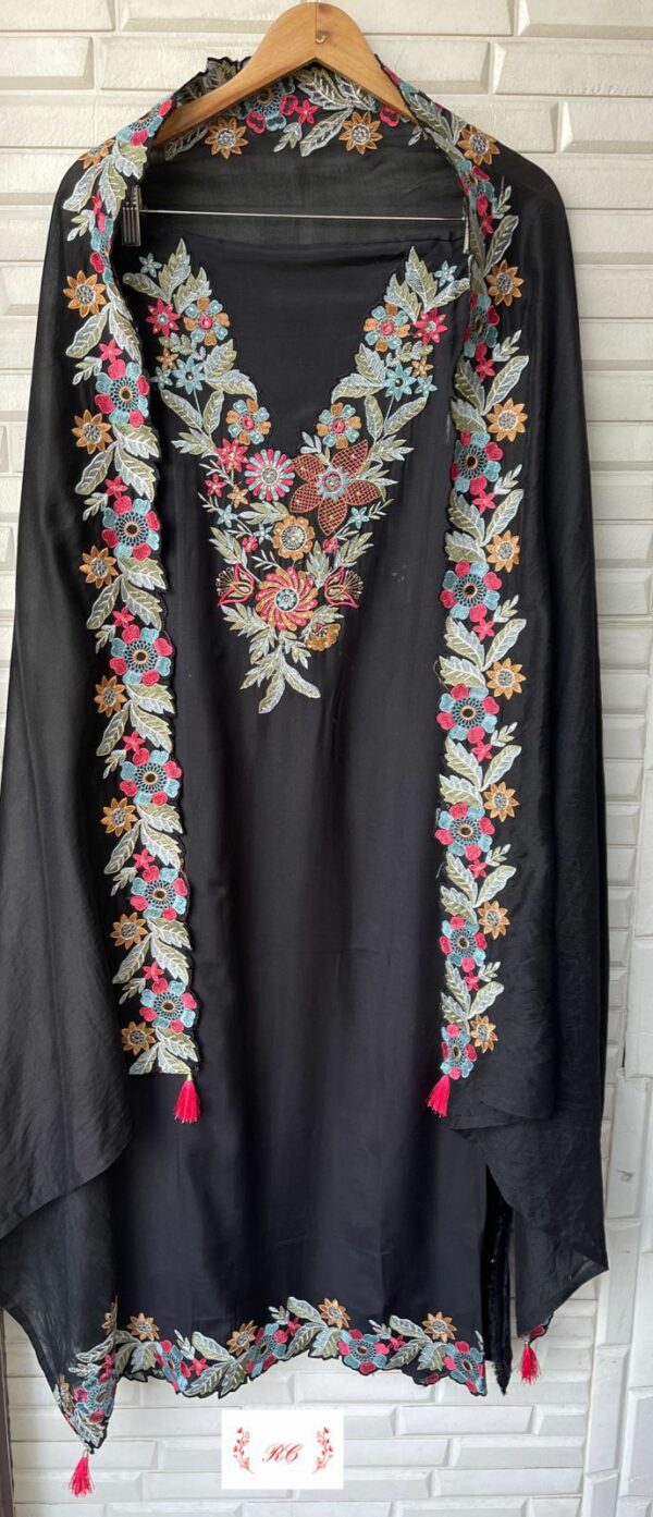 Fine Soft Cotton With Zari, Swarovski & Resham Embroidery Suit