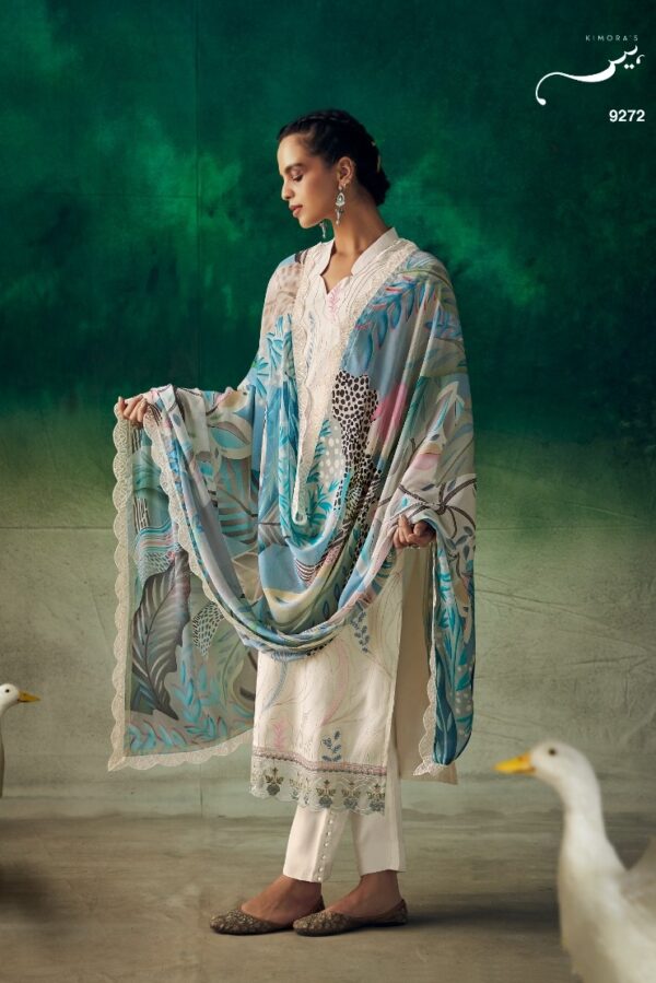Kimora Tareef 9276 - Pure Muslin Resham Embroidered Suit