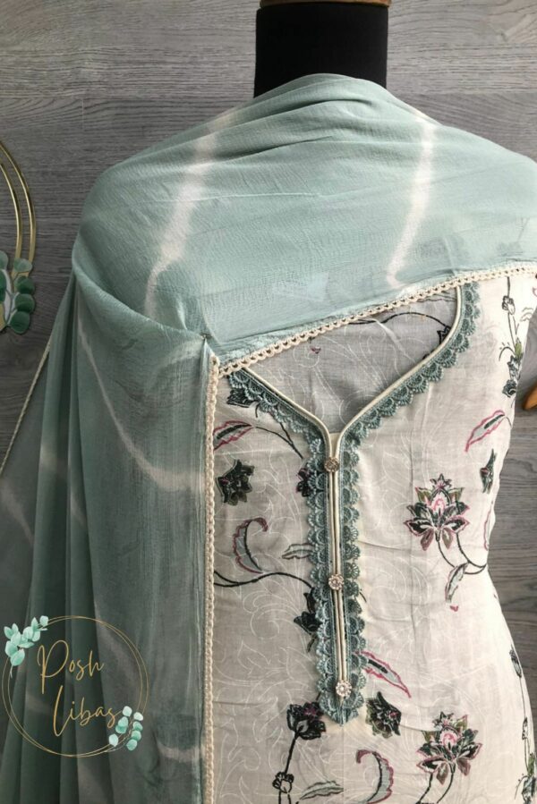 Cotton Print With Crochet Lace Detailing On Neckline Suit