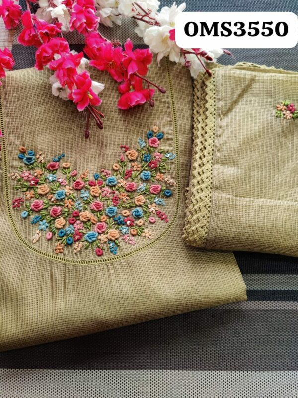 Beautiful Pure Kota Silk French Knot Work Embroidery Suit