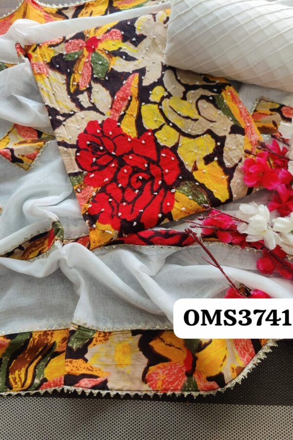 Beautiful Cotton Floral Knot Work Embroidery