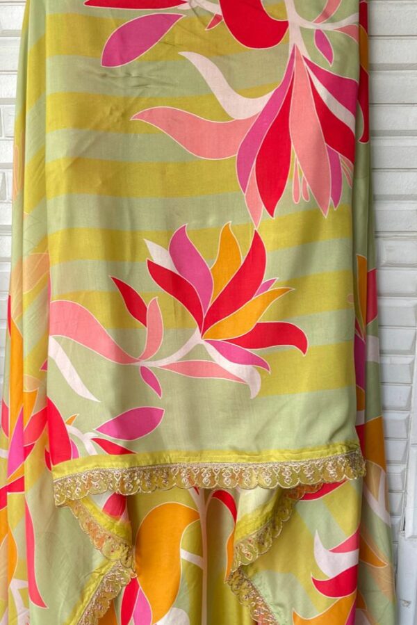 Muslin Printed With Mirror, Resham & Pearl Embroidery Suit