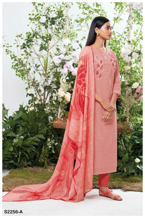 Ganga Landry 2256D - Premium Cotton Printed With Embroidery Suit