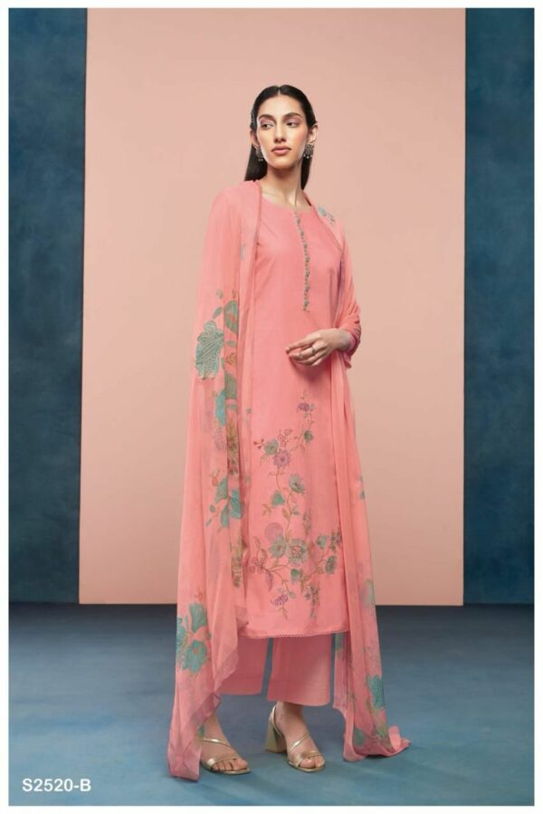 Ganga Havishaa 2520D - Premium Cotton Printed With Embroidery Suit