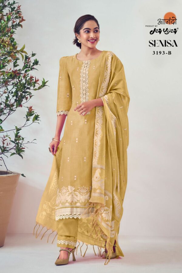 Jay Vijay Senisa D - South Cotton With Self Weaved Jacquard Suit