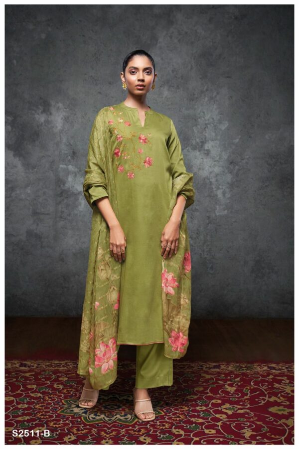 Ganga Eira 2511D - Premium Cotton Silk Printed With Embroidery Suit