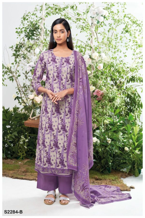 Ganga Elkin 2284D - Premium Cotton Printed With Embroidery & Button Work Suit