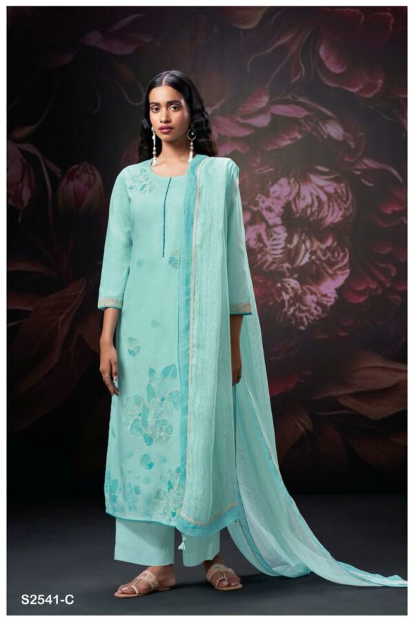 Ganga Makaila 2541D - Premium Cotton Printed With Hand Embroidery Suit