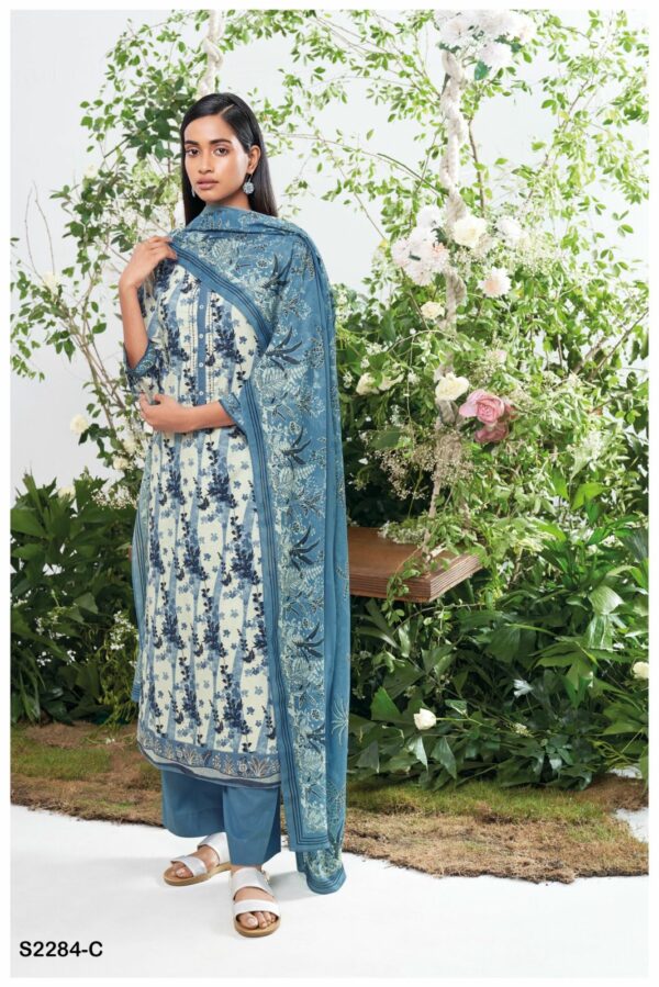 Ganga Elkin 2284D - Premium Cotton Printed With Embroidery & Button Work Suit