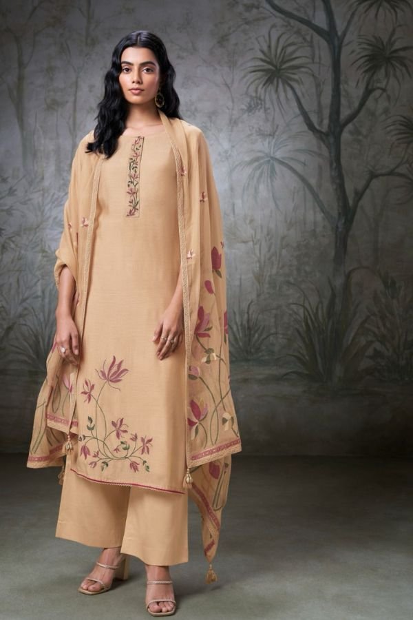 Ganga Clayton 2448C - Premium Bemberg Silk Dyed with Embroidery Suit