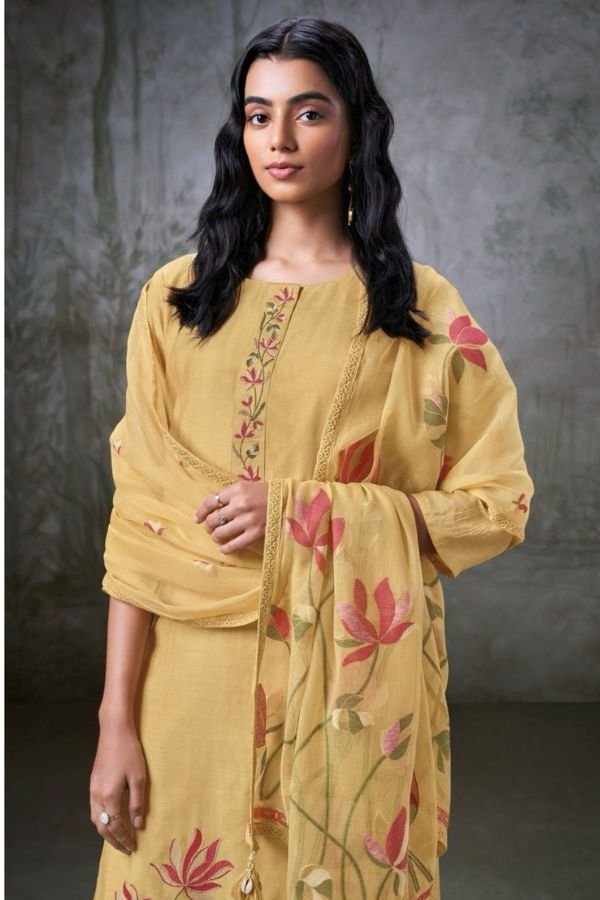 Ganga Clayton 2448E - Premium Bemberg Silk Dyed with Embroidery Suit