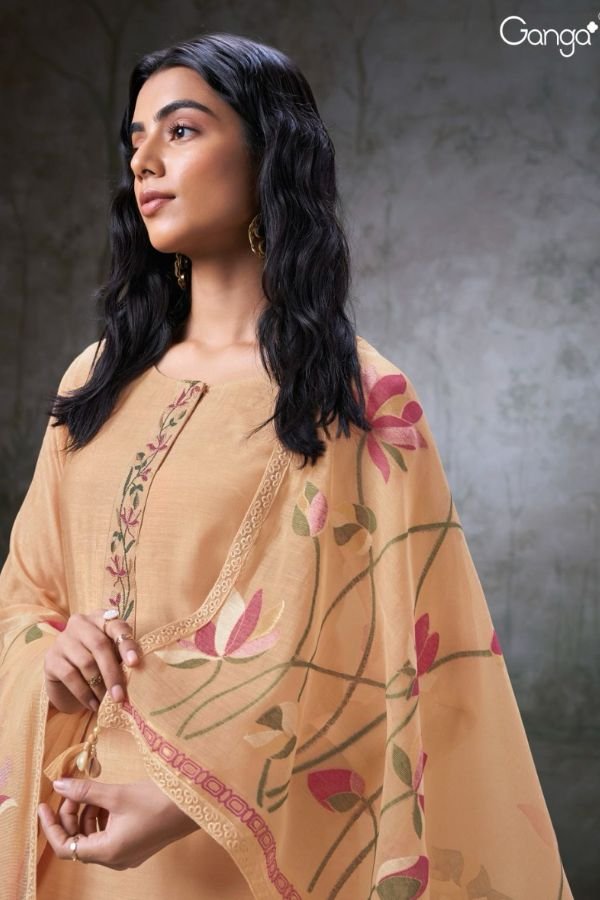 Ganga Clayton 2448C - Premium Bemberg Silk Dyed with Embroidery Suit