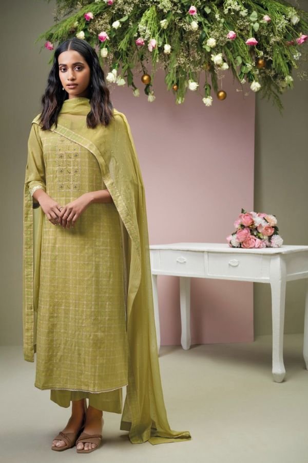 Ganga Stirling 2444D - Premium Cotton Silk Satin Printed With Hand Work Suit