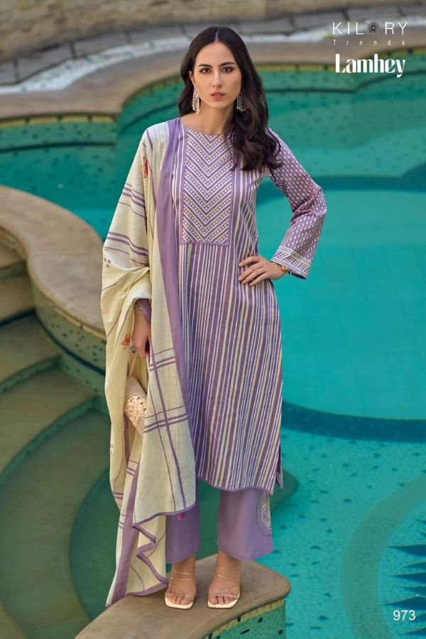 Kilory Lamhey 978 - Pure Lawn Cotton Digital Print With Fancy Lace Work Suit
