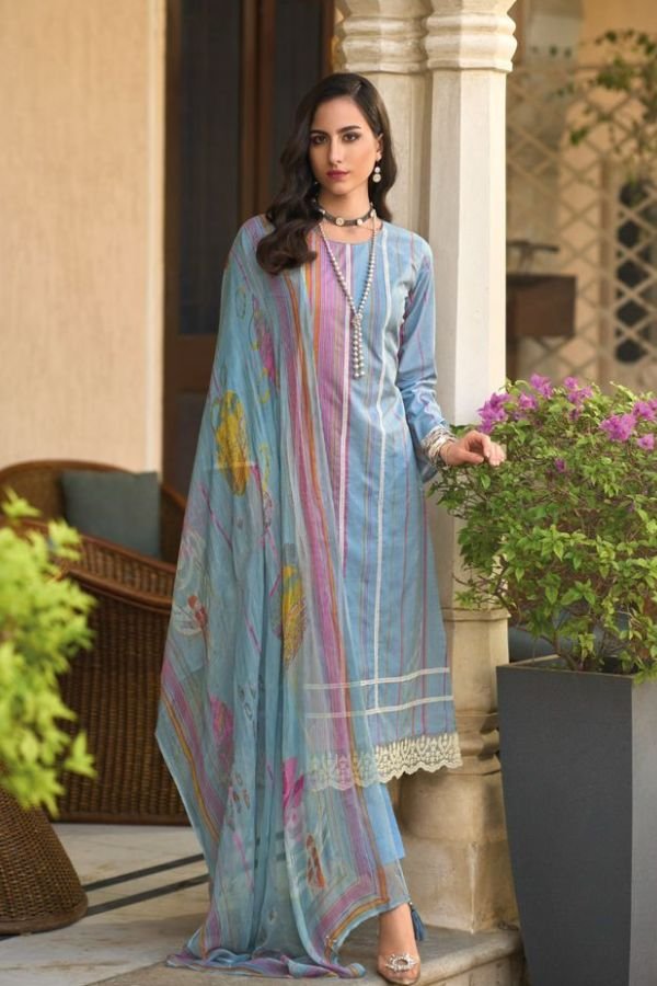 Kilory Legacy of Summer 983 - Pure Lawn Cotton With Fancy Lace Embroidery Work Suit