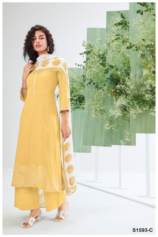 Ganga Khushi S1593E - Premium Cotton With Embroidery And Handwork Suit