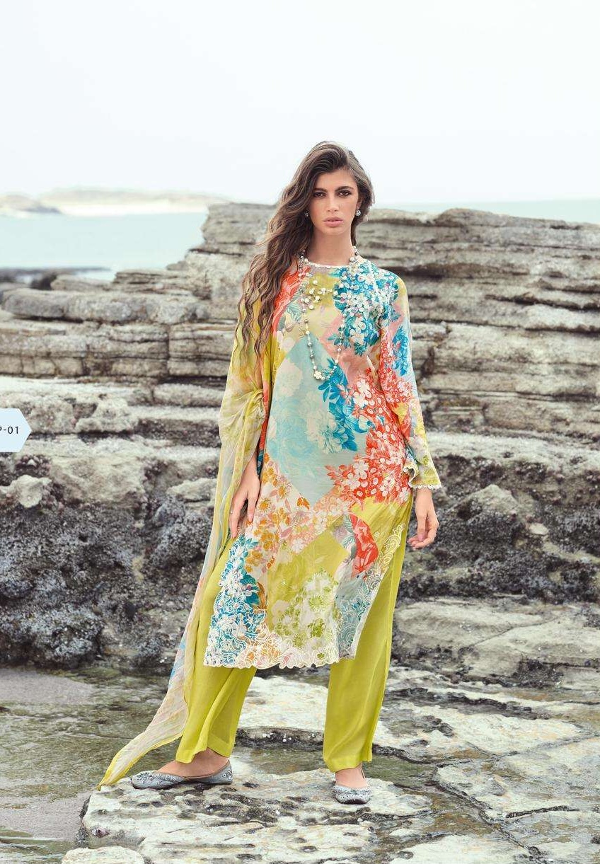 Varsha Sophia SP05 - Viscose Cotton Digitally Printed With Embroidery And Lace Suit