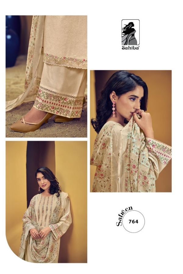 Sahiba Safreen 764 - Pure Cotton Lawn Digital Print With Embroidery Suit