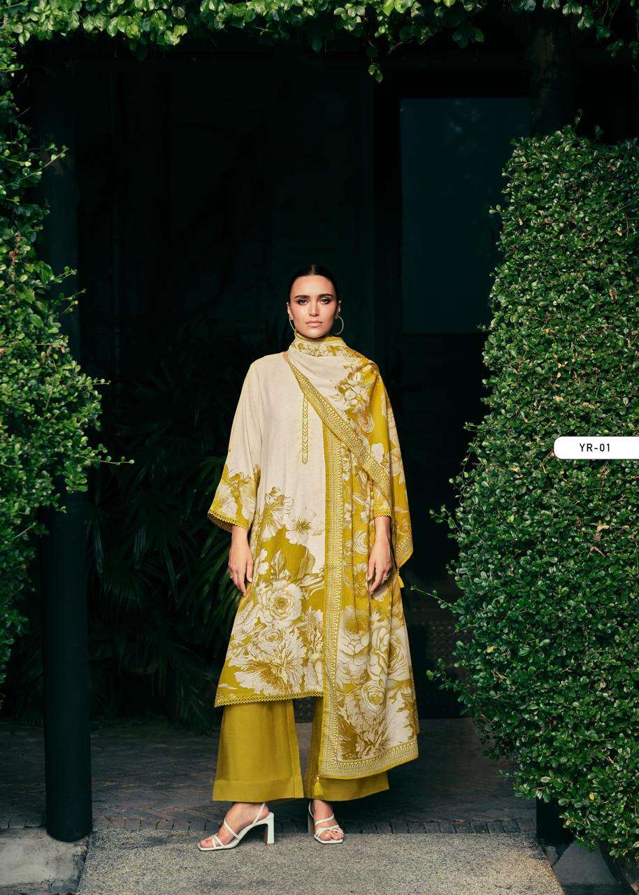 Varsha Yura 04 - Cotton Linen Printed With Handwork And Lace Suit