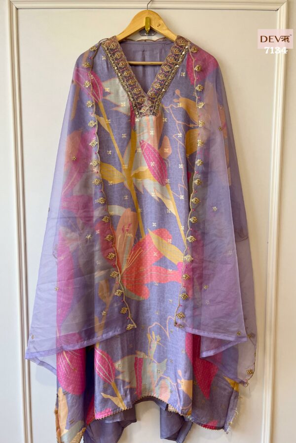 Pure Muslin Printed With Neckline Work Suit