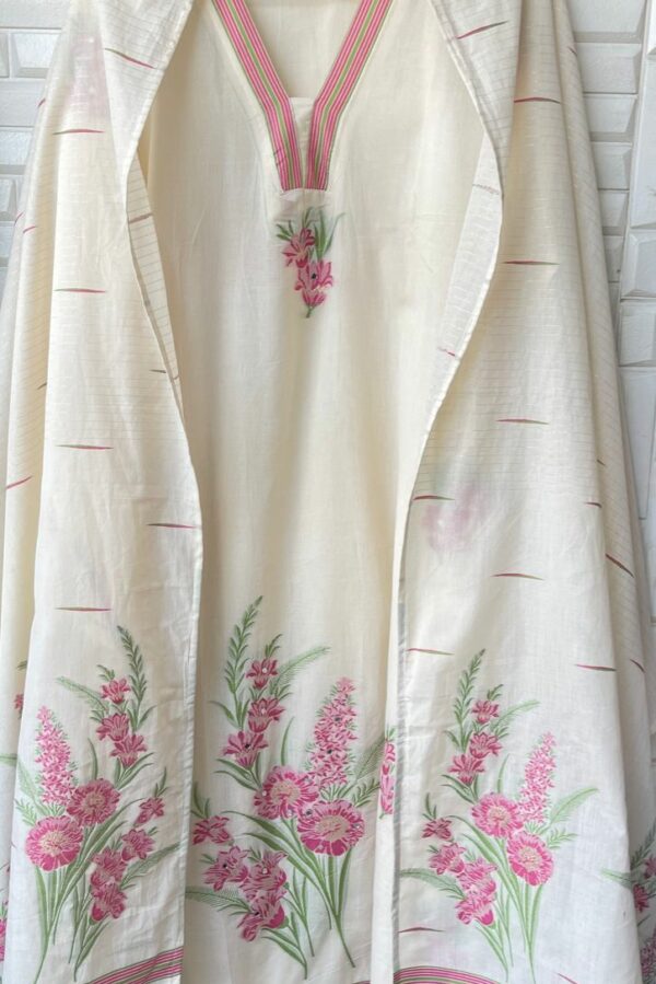 Fine Linen Cotton Self Resham Zari With Mirror Highlighting Suit