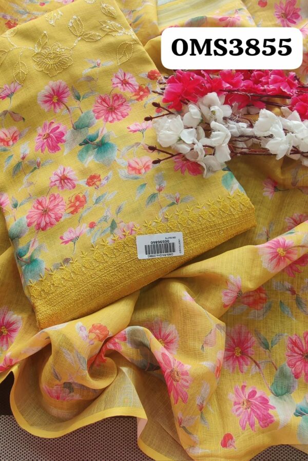 Beautiful Linen Swarovski Embroidery Suit