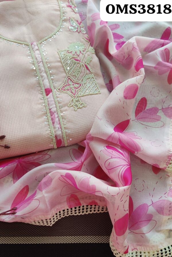Beautiful Pure Kota Silk Pearl Embroidery Suit