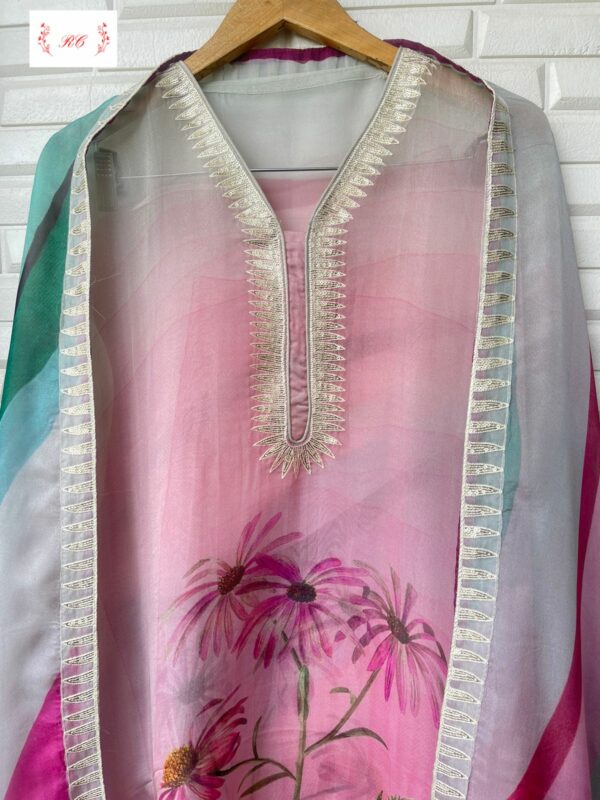 Pure Organza Printed With Resham & Sequence Embroidery Suit
