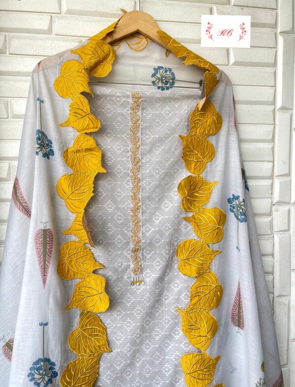 Pure Soft Self Organza With Pearl Zari & Resham Embroidered Suit