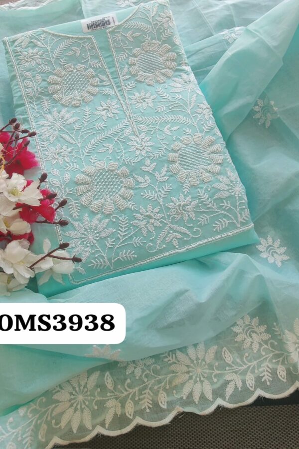 Beautiful Soft Cotton Lucknowi Pearl With Embroidery Suit