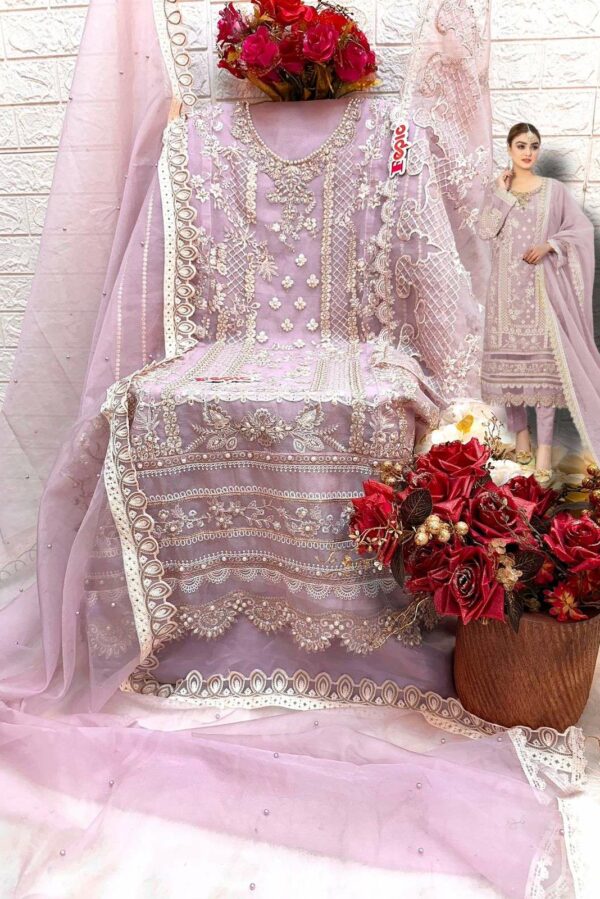 Organza Embroidered With Heavy Handwork Pakistani Style Suit