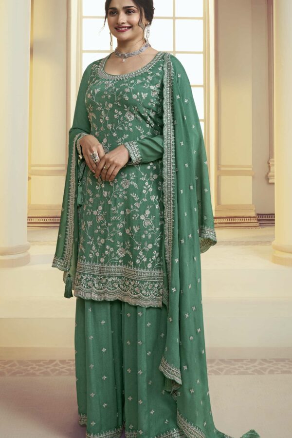 Vinay Suhaani - Embroidered Chinon Party Wear Suit